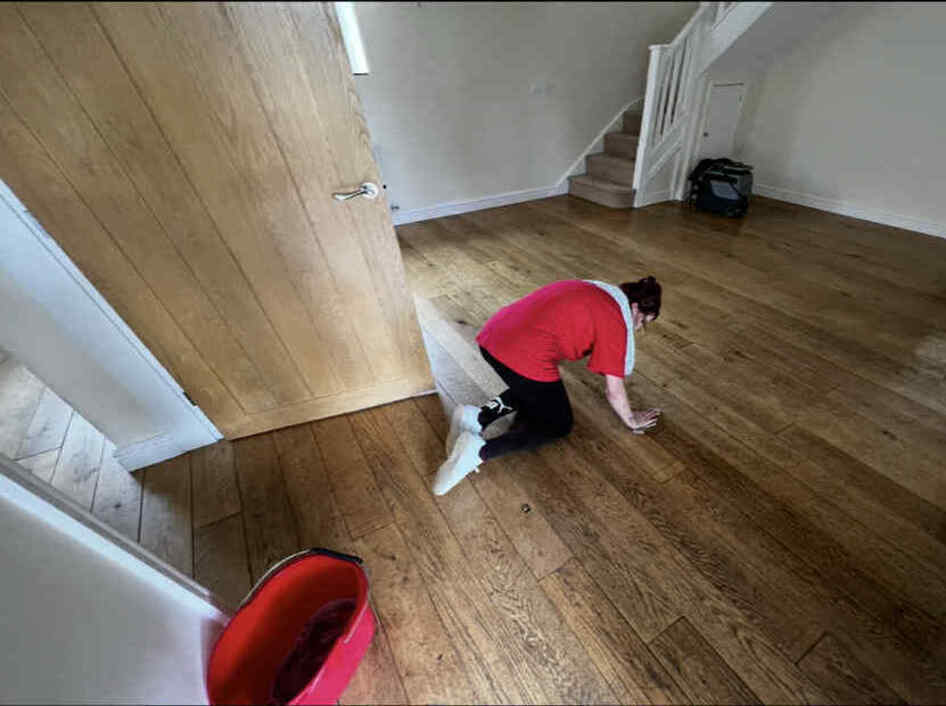 Team member cleaning domestic home.