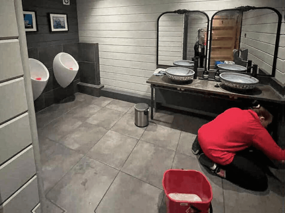 Team member undertaking specialist clean